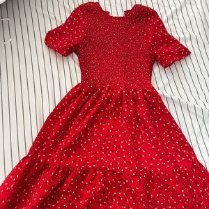 Shirred short sleeve maxi dress